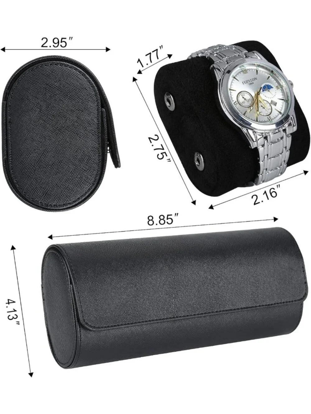 Luxury Leather Watch Roll Case for 3 | Portable Organizer for Travel & Home